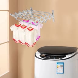 Wall Mounted Clothes Drying Rack Shelf Folding Dryer Hanger For Laundry Room Expandable Folding Clothes Drying Towel Rack