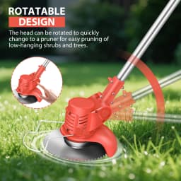 DayPlus Garden Cordless Strimmer Electric Grass Strimmer with Battery&10 Metal Blades,Pruning Cutter Garden Tool for Lawn Garden