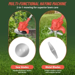 DayPlus Garden Cordless Strimmer Electric Grass Strimmer with Battery&10 Metal Blades,Pruning Cutter Garden Tool for Lawn Garden