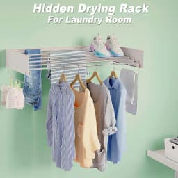 Wall Mounted Clothes Drying Rack Indoor, Retractable Collapsible Towel Drying Rack Clothing Drying Racks For Hanging Clothes