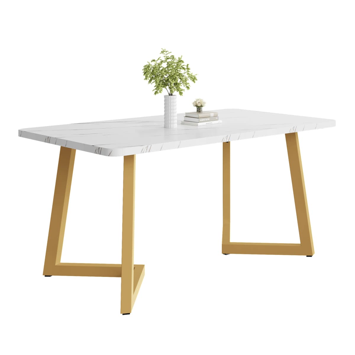 117x68cm Kitchen Dining Table, Metal Frame Rectangular Dining Desk with Stable Legs, Bar Restaurant Table Service, Furniture