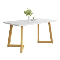 117x68cm Kitchen Dining Table, Metal Frame Rectangular Dining Desk with Stable Legs, Bar Restaurant Table Service, Furniture