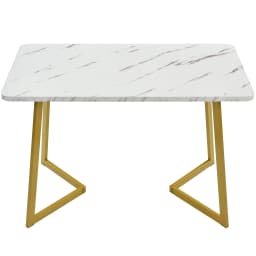 117x68cm Kitchen Dining Table, Metal Frame Rectangular Dining Desk with Stable Legs, Bar Restaurant Table Service, Furniture