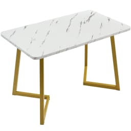 117x68cm Kitchen Dining Table, Metal Frame Rectangular Dining Desk with Stable Legs, Bar Restaurant Table Service, Furniture