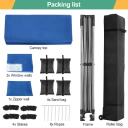 3x3m Folding Gazebo Waterproof stable Outdoor Pavilion,3 Height Adjustable,Party Tent with 4 Sidewalls For Garden,Camping,Market