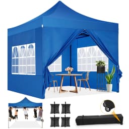 3x3m Folding Gazebo Waterproof stable Outdoor Pavilion,3 Height Adjustable,Party Tent with 4 Sidewalls For Garden,Camping,Market