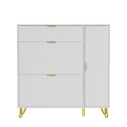 Rosahqnda Dust-proof shoe rack metal feet flip-top cabinetfor escape, hallway, living room, 80/110x24x120 cm