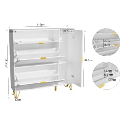 Rosahqnda Dust-proof shoe rack metal feet flip-top cabinetfor escape, hallway, living room, 80/110x24x120 cm