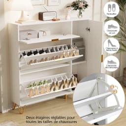 Rosahqnda Dust-proof shoe rack metal feet flip-top cabinetfor escape, hallway, living room, 80/110x24x120 cm
