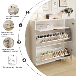 Rosahqnda Dust-proof shoe rack metal feet flip-top cabinetfor escape, hallway, living room, 80/110x24x120 cm
