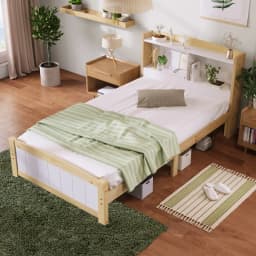 Single bed 90x200 cm Bed Frame Wooden bed with headboard Children's bed Pine solid Natural White (Without mattress and drawers