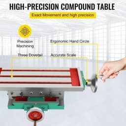 VEVOR Milling Table Worktable Cross Milling Machine 17.7×6.7Inch Compound Slide Multifunction Compound 2 Axis 4 Ways Drill