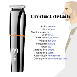 Kemei 5898 Digital Display 5 in 1 Hair Trimmer for Men Eyebrow Beard Trimmer Electric Hair Clipper Grooming Kit Haircut