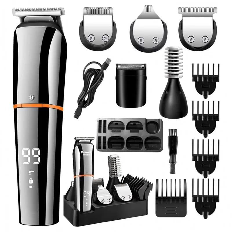 Kemei 5898 Digital Display 5 in 1 Hair Trimmer for Men Eyebrow Beard Trimmer Electric Hair Clipper Grooming Kit Haircut