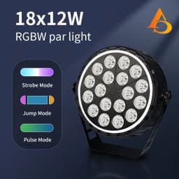 18x12W RGBW LED PAR Light, Remote Control Model, DMX512 Controlled LED Color-Changing Stage Light, Professional DJ Equipment