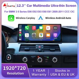 12.3" Ultra Thin Screen For BMW 5 Series E60 E61 3 Series E90 E91 E92 E93 CCC/CIC Wireless Carplay Car Multimedia Monitor Radio