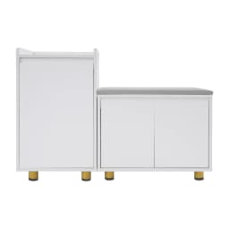 Modern White Shoe Cabinet Set, Floor Standing Storage with Seat & Raised Guardrails, 275lbs Capacity