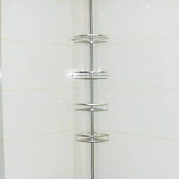 Telescopic Shower Shelf, Stainless Steel Corner Shelf with 4 Shower Baskets, Adjustable 110-280cm for Bathroom and Kitchen