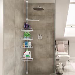 Telescopic Bathtub Shelves Corner Shower Shelf Without Drilling Bathtub Organizer, Kitchen, Sink, Adjustable from 105 to 310 cm