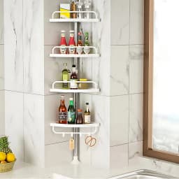 Telescopic Bathtub Shelves Corner Shower Shelf Without Drilling Bathtub Organizer, Kitchen, Sink, Adjustable from 105 to 310 cm