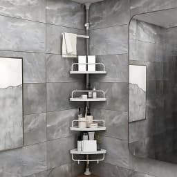Telescopic Bathtub Shelves Corner Shower Shelf Without Drilling Bathtub Organizer, Kitchen, Sink, Adjustable from 105 to 310 cm