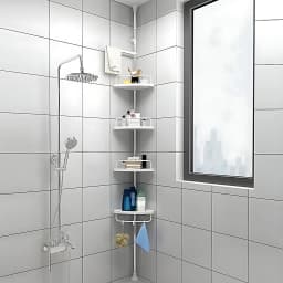 Telescopic Bathtub Shelves Corner Shower Shelf Without Drilling Bathtub Organizer, Kitchen, Sink, Adjustable from 105 to 310 cm
