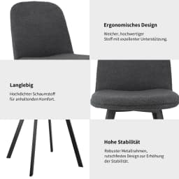 Set of 2 Cord Fabric Office Chair with Armrests-Ergonomic, Heavy-duty, Abrasion-resistant (39-85cm), Dark Grey