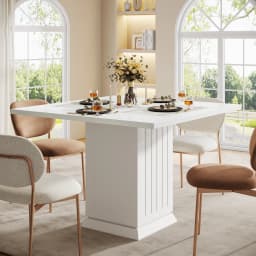 Tribesigns Square Dining Table with 2 Placemats, Modern Engineered Wood Small Dinner Kitchen Table for 4 People