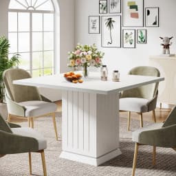 Tribesigns Square Dining Table with 2 Placemats, Modern Engineered Wood Small Dinner Kitchen Table for 4 People