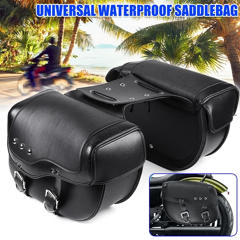 Pair Universal Motorcycle Saddlebag Tool Bags Storage Leather Travel Pouch Luggage Bag For Honda For Suzuki For Kawasaki Yamaha