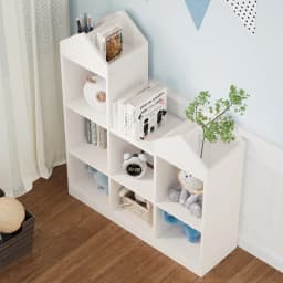 Toy Storage Organizer 7-Cubby Kids Bookshelf Bookcase Toddlers Playhouse Cabinet Shelf for Boys Girls Room Playroom