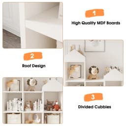 Toy Storage Organizer 7-Cubby Kids Bookshelf Bookcase Toddlers Playhouse Cabinet Shelf for Boys Girls Room Playroom
