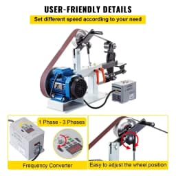 VEVOR Bench Sander Electric Belt Sander Belt Grinder Machine 1.5KW 2X82in Variable Speed 3 Mode for Tool Polishing Knife Making