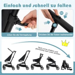 Foldable Pushchair for Airplane, Travel Buggy, Lightweight Children's Buggy, Baby Pram for Babies from 6 Months