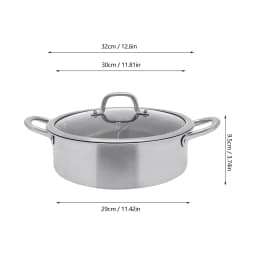 Hot Pot with Divider and Glass Lid, 304 Stainless Steel Pot, Cooking Pot Set for Induction Hobs, Gas Hobs, and Oven Pot