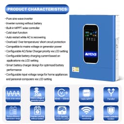 ANENJI 11KW Solar Inverters Hybrid 48V 220V MPPT 160A Inverter Wifi Parallel 6 Max inversor solar híbrido for PV Solar Panel