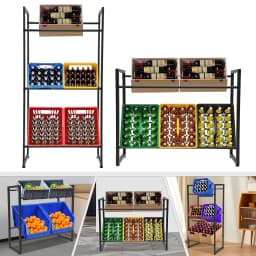 3-Tier/2-Tier Drink Crate Rack Food Organizer Beverage Box Holder for Storing Beverages and Food