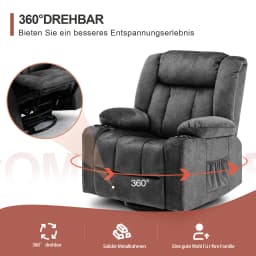 COMHOMA Relax armchair TV armchair lounge armchair with adjustable 90 °-160 ° retractable footrest with 2 cup holders