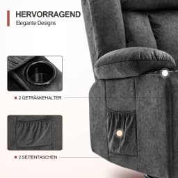 COMHOMA Relax armchair TV armchair lounge armchair with adjustable 90 °-160 ° retractable footrest with 2 cup holders