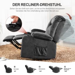 COMHOMA Relax armchair TV armchair lounge armchair with adjustable 90 °-160 ° retractable footrest with 2 cup holders
