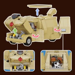 Dumb's Dog Camper Van Building Blocks Kit Doggy Cart Caravan Motorhome Model Bricks Home Decoration Collectible Gift for Fans Adults