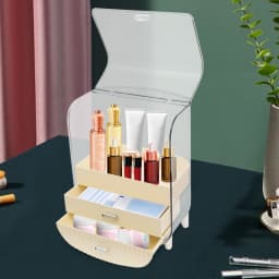 Rust-Resistant Large Makeup Organizer Cosmetics Skincare Organizers with Lid and Drawers for Dressing Table/Bedroom/Bathroom