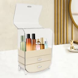 Rust-Resistant Large Makeup Organizer Cosmetics Skincare Organizers with Lid and Drawers for Dressing Table/Bedroom/Bathroom