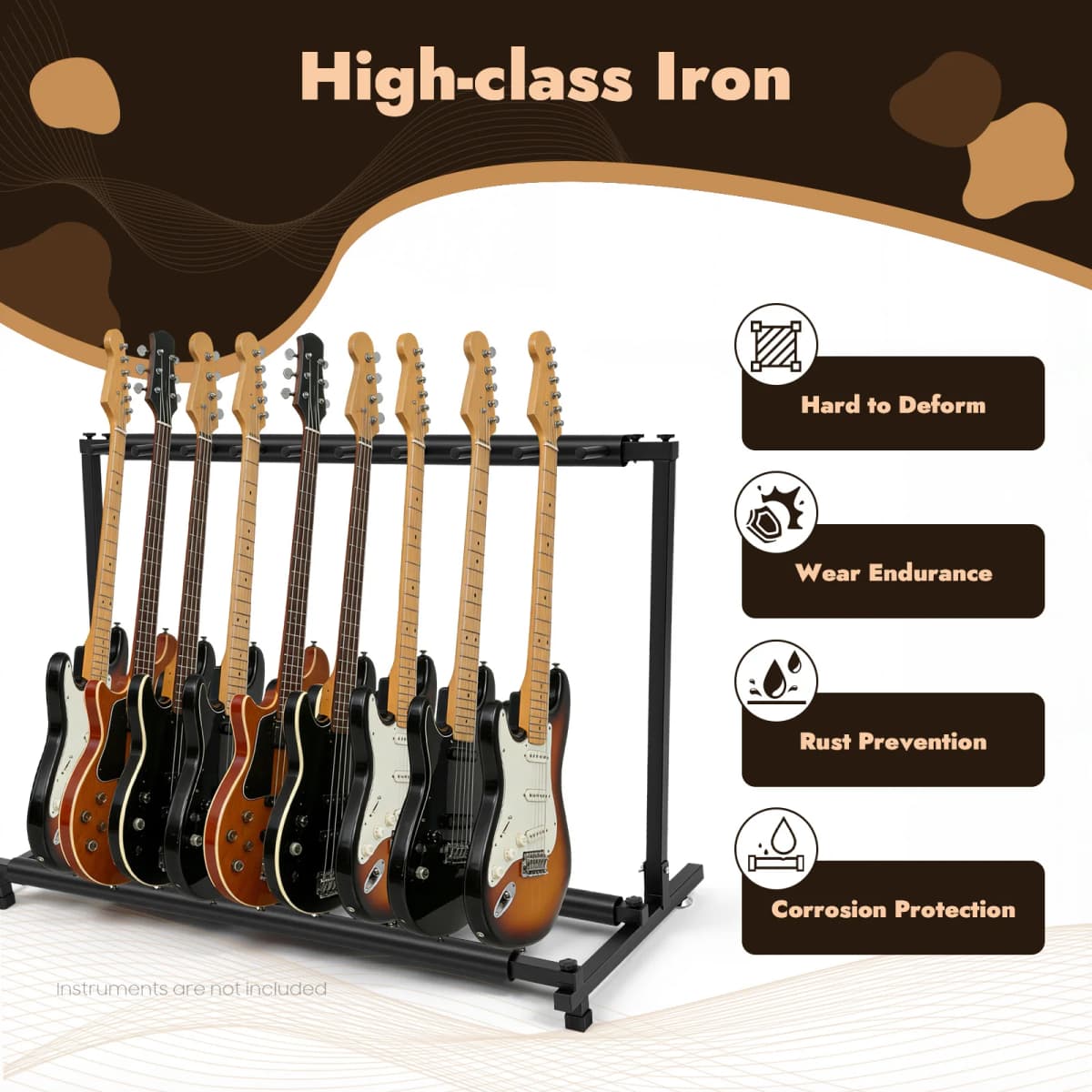 3-Slot & 9-Slot Guitar Stand Foldable Portable Multi-Stand Multi-Guitar Stand With Holders Padding For Electric Guitars