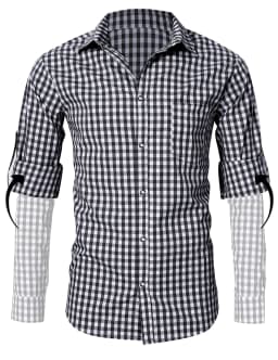Traditional Plaid Shirt, Slim Fit Mens Checked Shirt, Casual Shirt, Long Sleeve Shirt, Embroidered Cotton