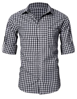 Traditional Plaid Shirt, Slim Fit Mens Checked Shirt, Casual Shirt, Long Sleeve Shirt, Embroidered Cotton