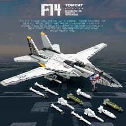 1443PCS Military Tomcat F14 Jet Fighter Building Blocks Carrier Based Aircraft Model Bricks Collection Holiday Gift For Men Boys