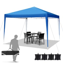 3×3m Outdoor Pop Up Canopy Tent, Camping Party Tent, Commercial Portable Waterproof Backyard Gazebo with 4 Sandbags