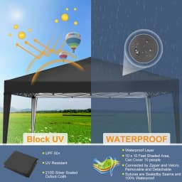 3×3m Outdoor Pop Up Canopy Tent, Camping Party Tent, Commercial Portable Waterproof Backyard Gazebo with 4 Sandbags