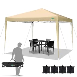3×3m Outdoor Pop Up Canopy Tent, Camping Party Tent, Commercial Portable Waterproof Backyard Gazebo with 4 Sandbags